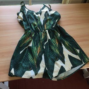 Shein Banana Leaf Print Romper Size XS